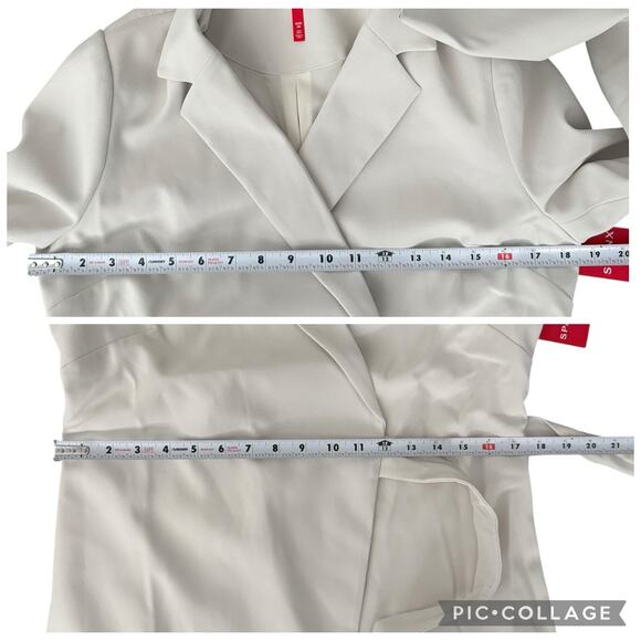 Spanx Opacity Crepe Wrap Blazer Tie Waist Parchment Cream Women’s Size Medium - Picture 12 of 14